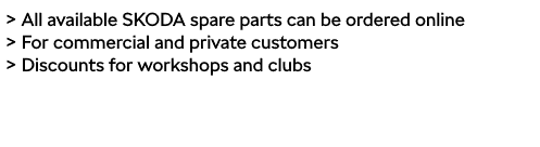 Skoda genuine spare parts can be ordered online, discounts for workshops and official clubs